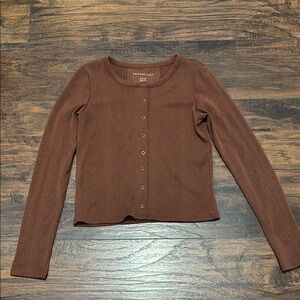 Cozy Brown Ribbed Long Sleeve Top